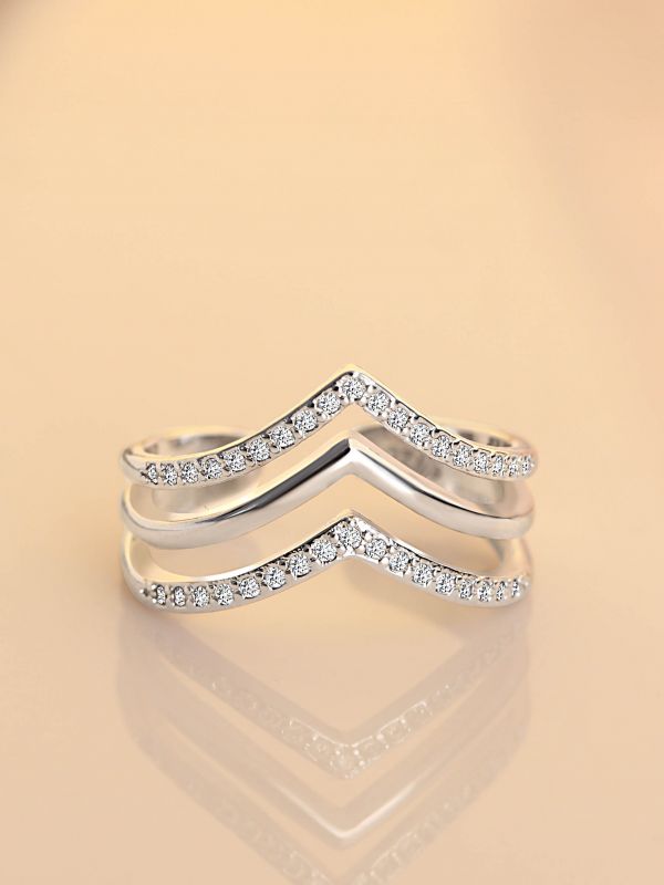 Leslie's Layered CZ Adjustable Ring (Silverette)