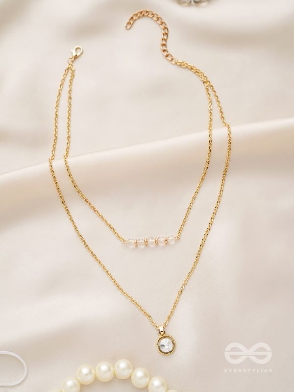 The Diamond Lane- Golden Embellished Necklace With Anti-Tarnish Coating 