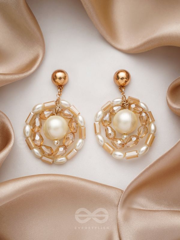 Run Rings Round- Golden Embellished Earrings