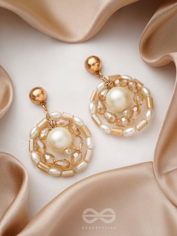 Run Rings Round- Golden Embellished Earrings