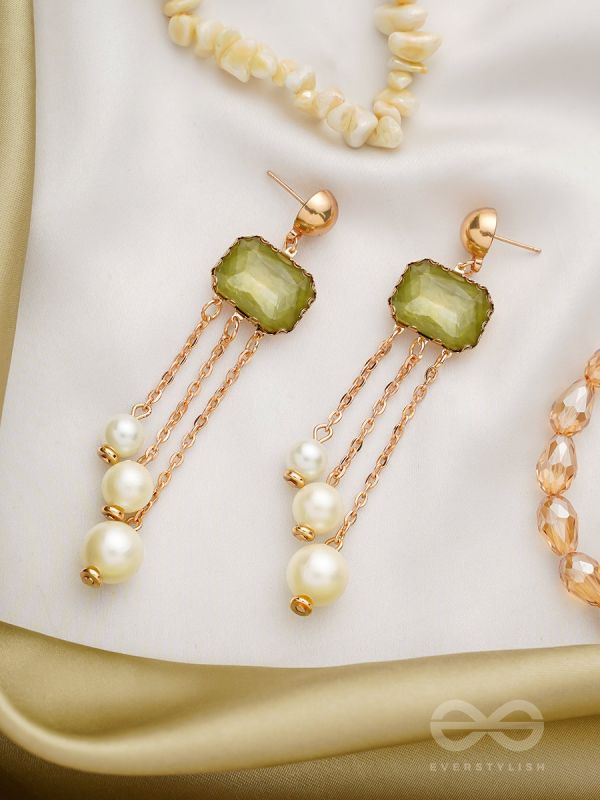 The Jade Drops- Golden Embellished Earrings