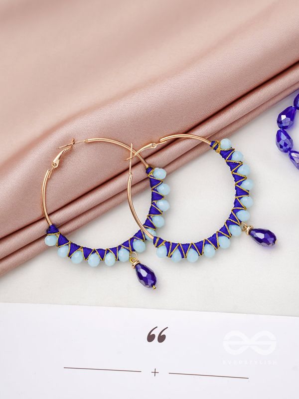 Half Moon Bay - Golden Embellished Earrings (Navy Blue)