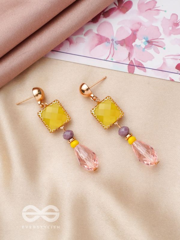 The Springtide- Golden Embellished Earrings