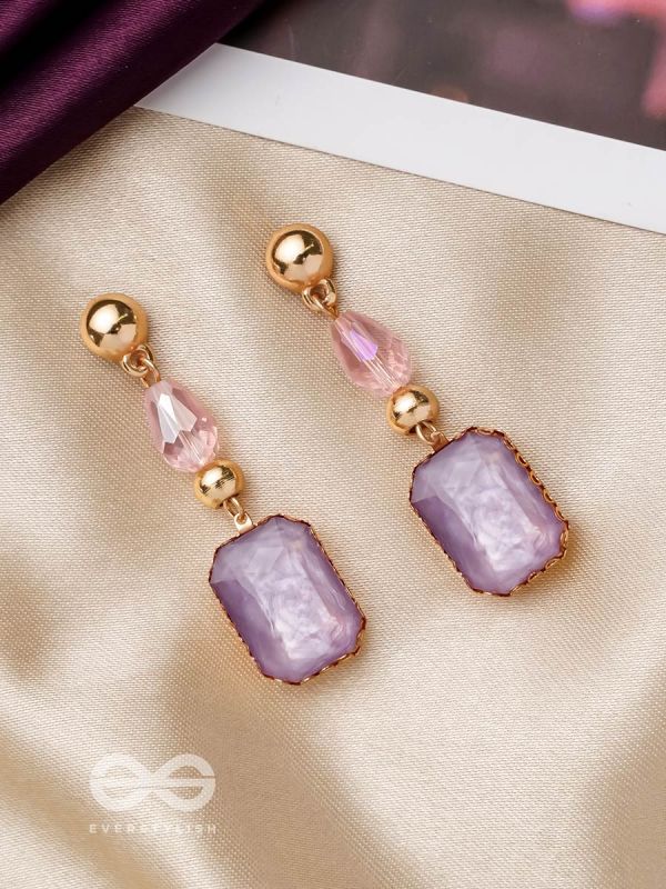 The Violet Mist- Golden Embellished Earrings