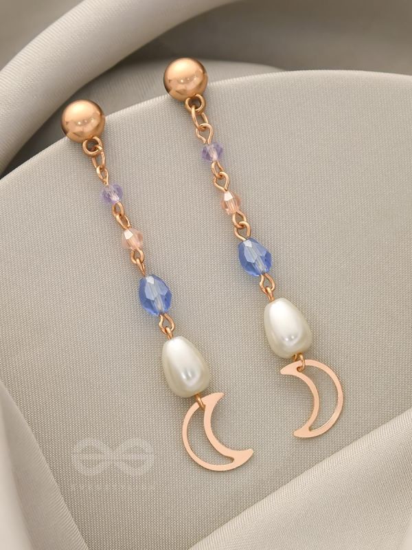 Over The Moon - Golden Pearl and Beads Earrings