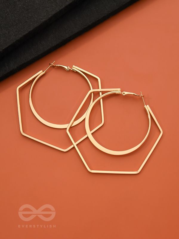 The Layered Geometry - Golden Statement Hoops