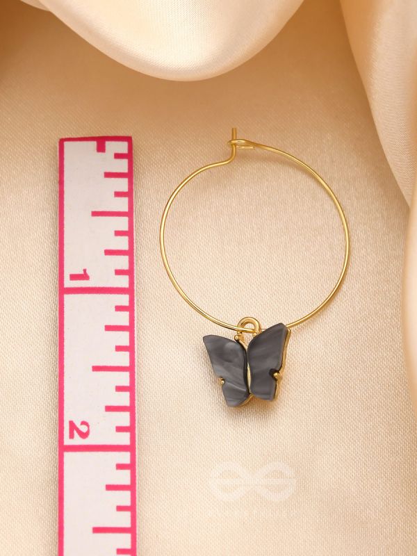 The Beauteous Butterfly Hoops (Grey) - Golden Casual Earrings