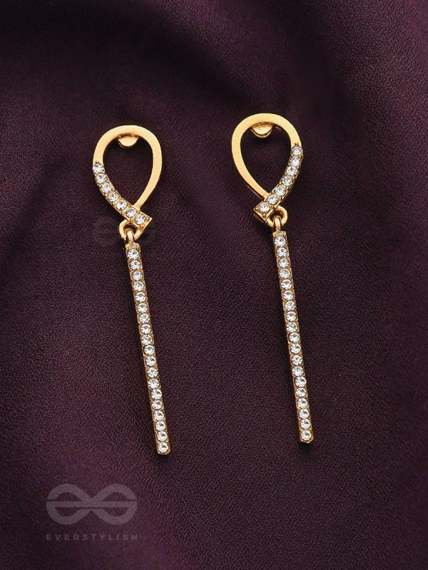 Gems on a stick Golden Dangler Earrings 