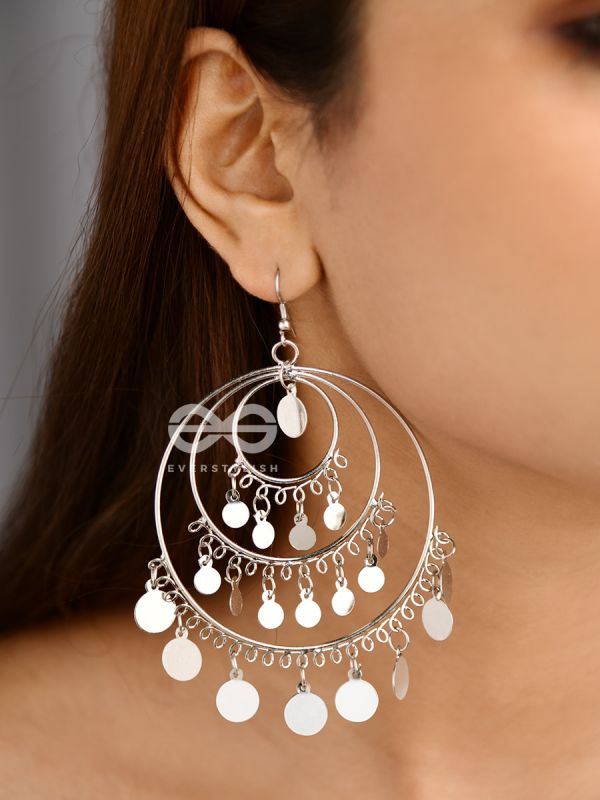 The Playful Delight - Elegant Circular Danglers (Silver)