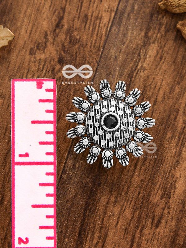 The Bohemian Intricate Sun (Onyx Black) - Embellished Oxidised Studs