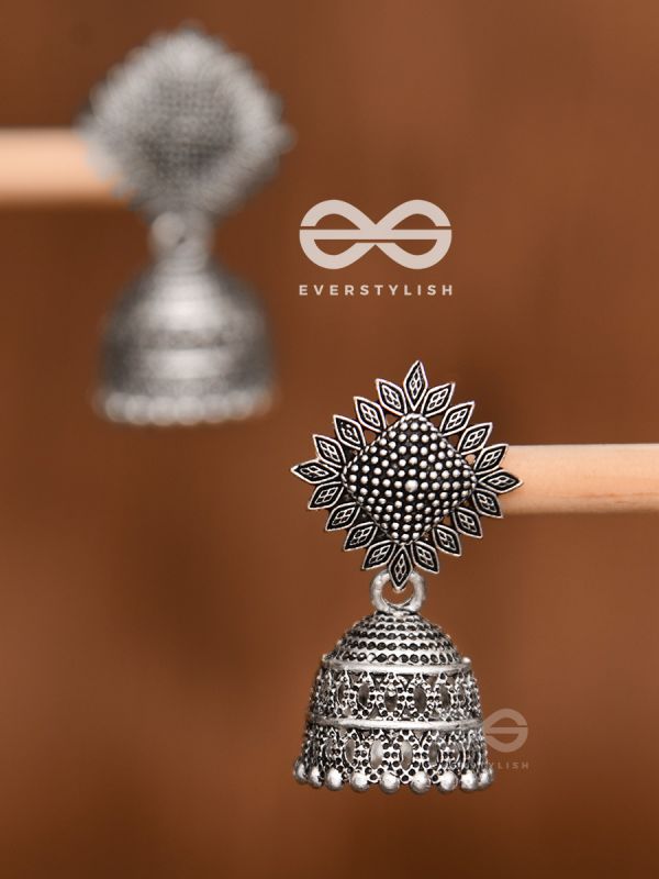 The Little Fern Jhumkis - Oxidised Boho Earrings
