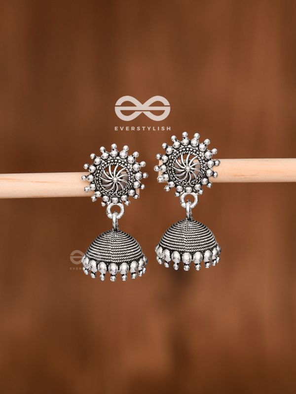 The Little Chakra Jhumkis - Oxidised Boho Earrings