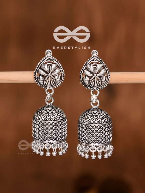 The Boho Chic Cylindrical Jhumkis - Oxidised Boho Earrings