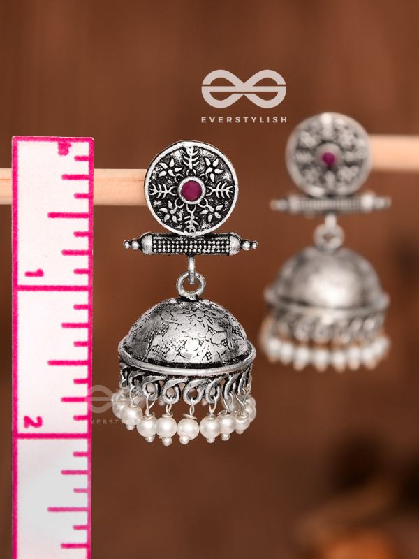 The Ethnic Delight Printed  Jhumkas - Embellished Oxidised Earrings