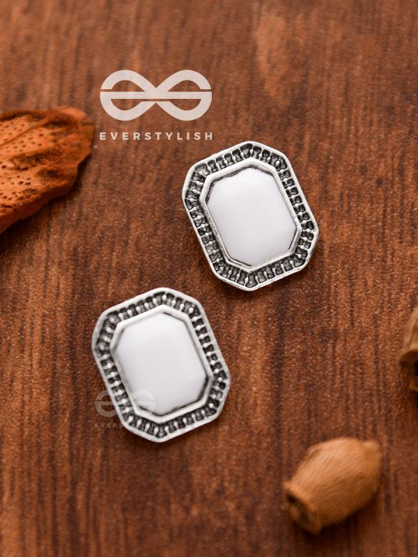 The Little White Button Studs - Tiny Trinket Earrings