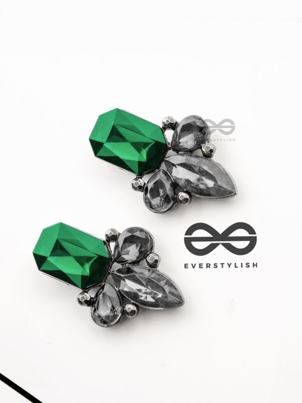 The Elegant Embellished Green Studs
