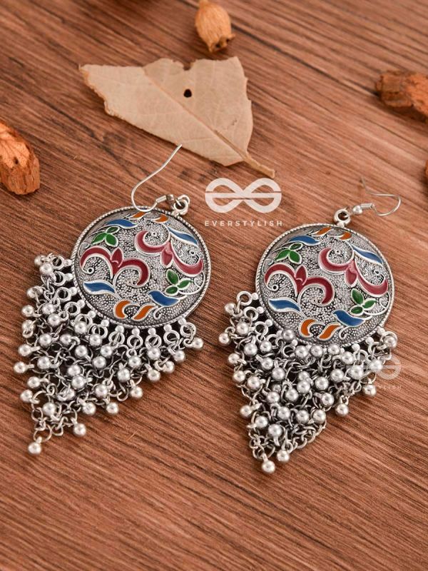 The Ethnic Enamelled Jhaalar - Oxidised Boho Earrings