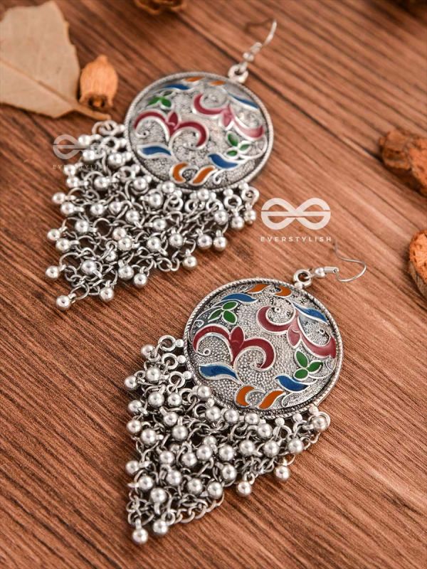 The Ethnic Enamelled Jhaalar - Oxidised Boho Earrings
