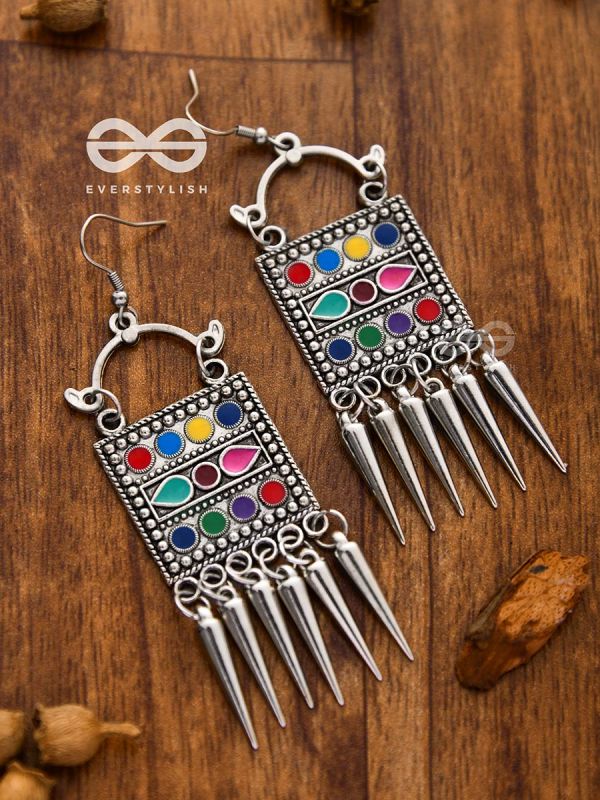 The Embellished Squares - Oxidised Boho Earrings