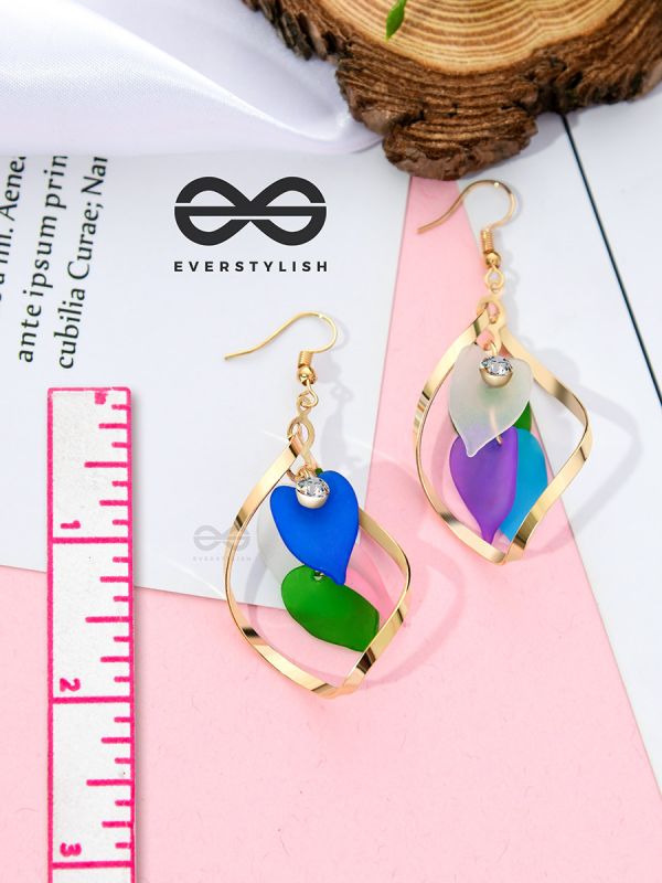 The Petals in a Twist (Multicoloured) - Golden Casual Danglers