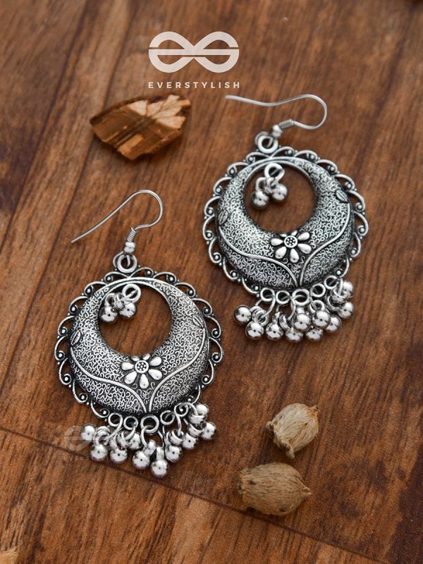 The Intricate Mesh Chandbalis- Oxidised Boho Earrings