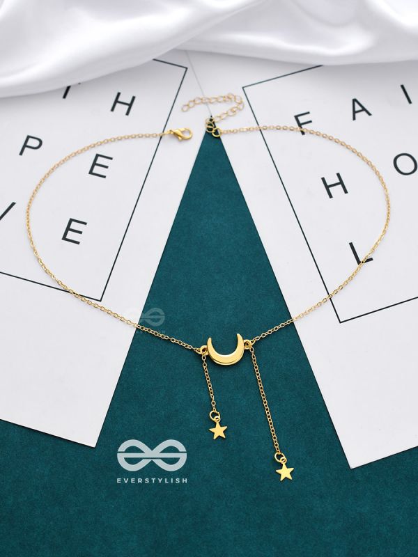 The Beauty Of The Night - Golden Statement Neckpiece With Anti-Tarnish Coating 