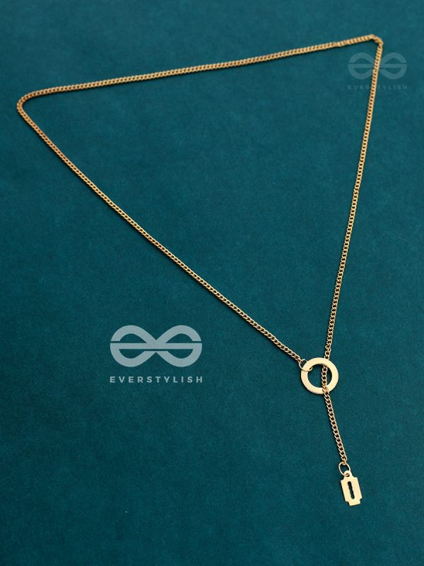 With A Halo And A Razor - Golden Statement Loop Neckpiece With Anti-Tarnish Coating