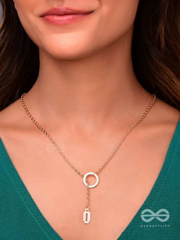 With A Halo And A Razor - Golden Statement Loop Neckpiece With Anti-Tarnish Coating