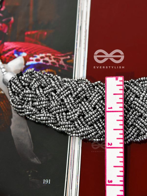 The Beauteous Braided Criss-Cross Beaded Necklace (Silver)