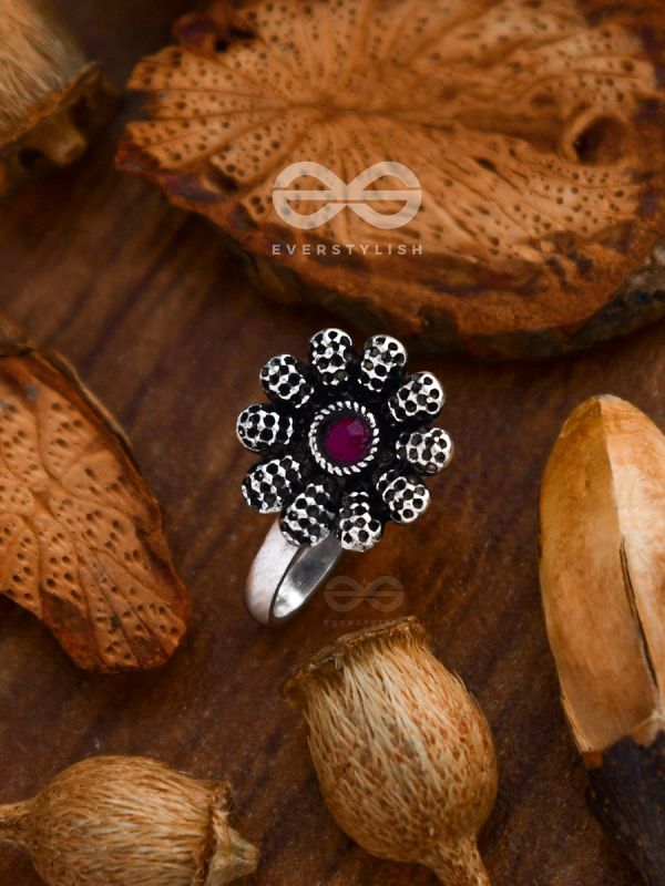 The Floral Fantasy - Embellished Non-pierced Nosepin (Ruby Red)