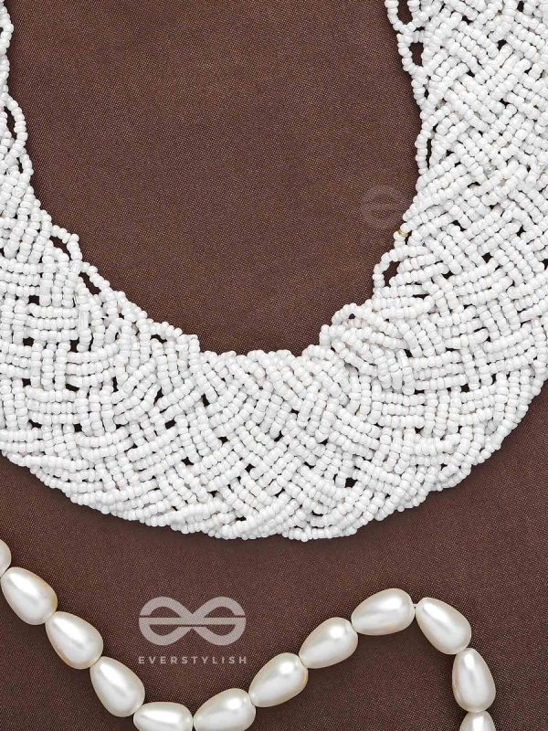 The Beauteous Braided Criss-Cross Beaded Necklace (White)