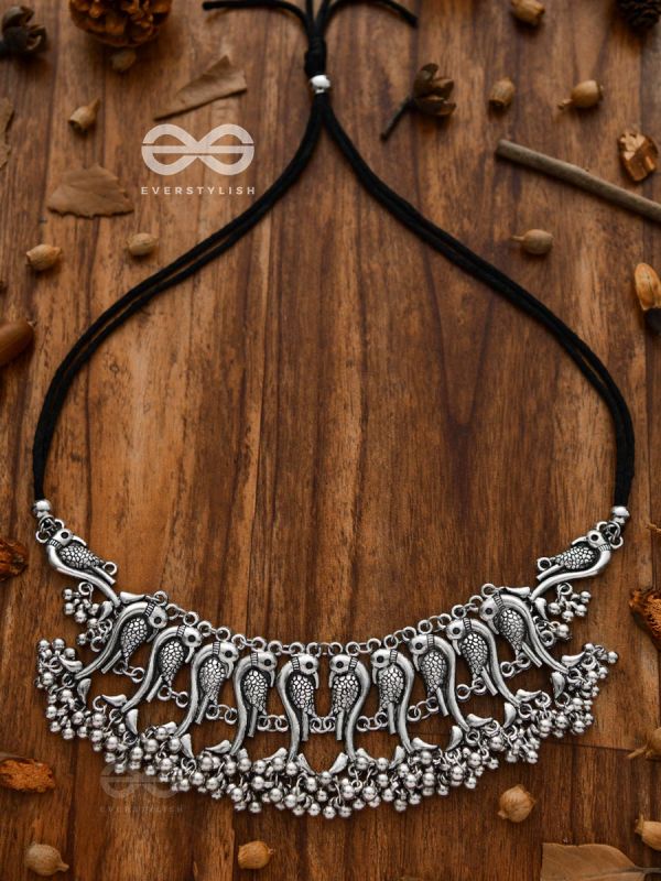 The Poignant Peacocks - Set of Earrings and Neckpiece