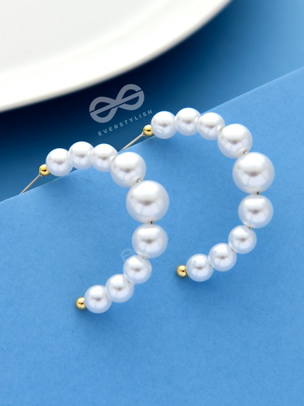 The Pearls of Goodness- Statement Half Hoops 