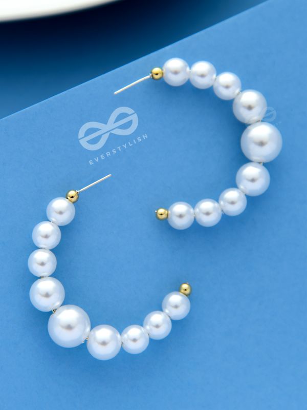 The Pearls of Goodness- Statement Half Hoops 