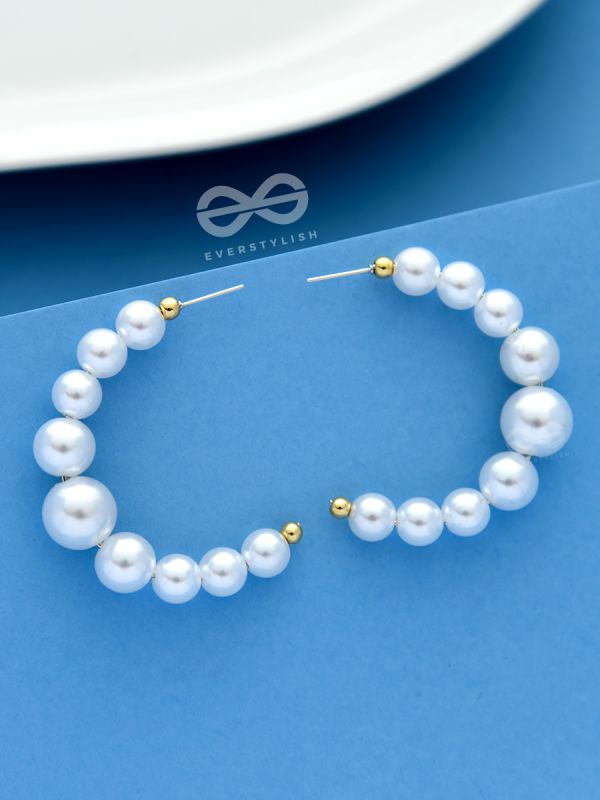 The Pearls of Goodness- Statement Half Hoops 