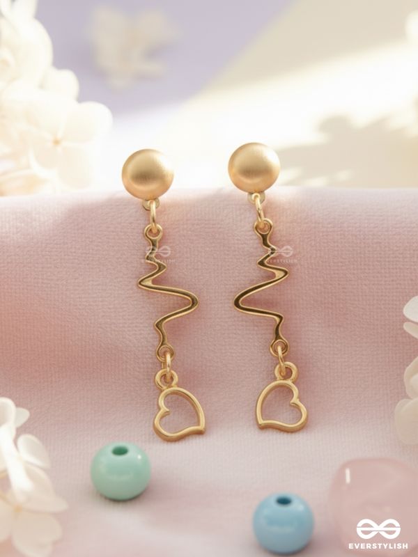The Beating Hearts - Golden Statement Dangler Earrings