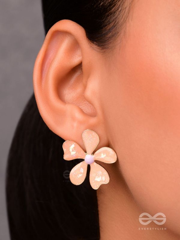 The Delightful Daisies - Statement Enamelled Earrings (Coral Pink) 