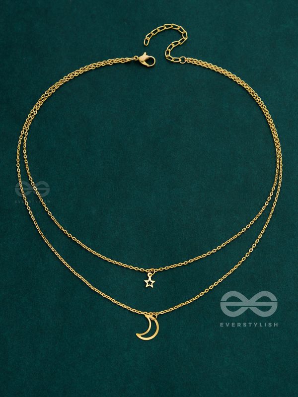 The Elegance Of Night Sky - Golden Multilayered Neckpiece With Anti-Tarnish Coating 