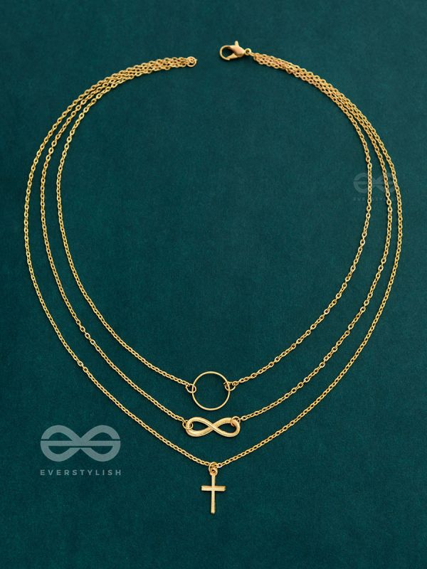 The Layered Infinite Grace - Golden Statement Neckpiece With Anti-Tarnish Coating 