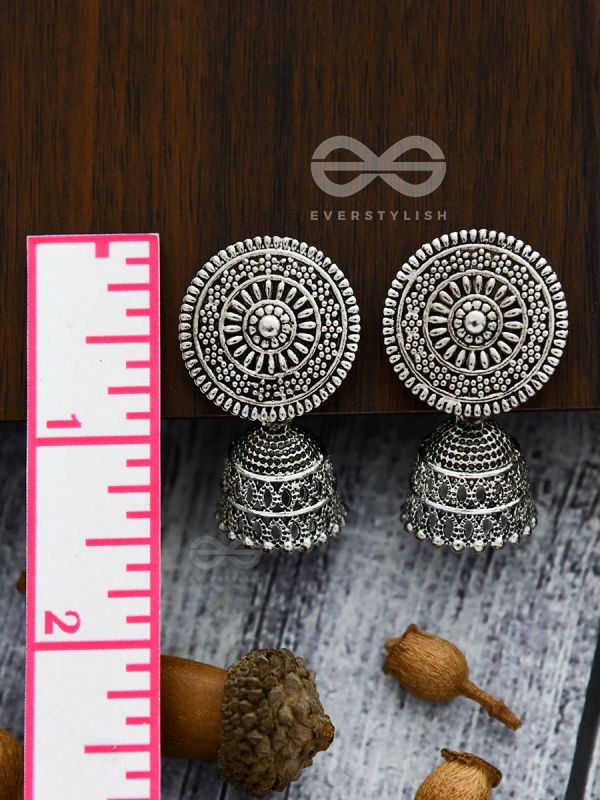 The Shield of Motifs -  Oxidised Boho Jhumki