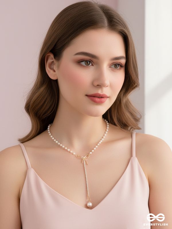 WEAR ME KNOT! pearl and bow detailed necklace