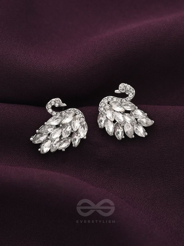 The Crystal Feathered Swans - Statement Embellished Stud Earrings
