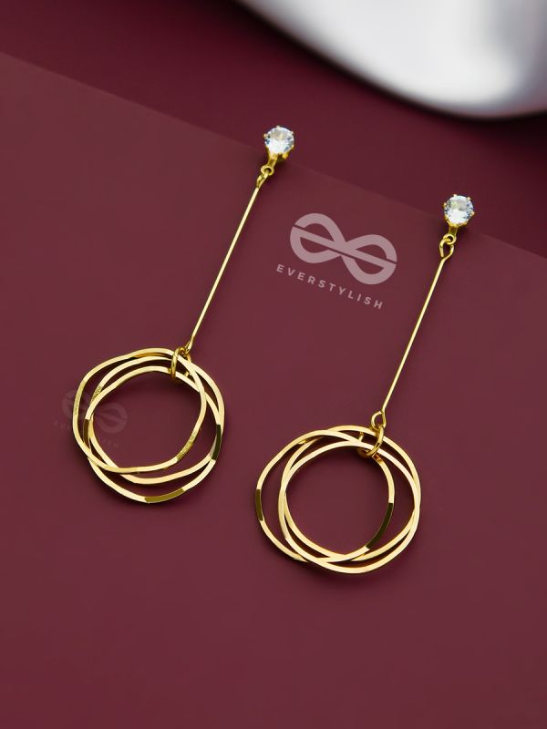 The Dangling Ringlets - Golden Casual Earrings