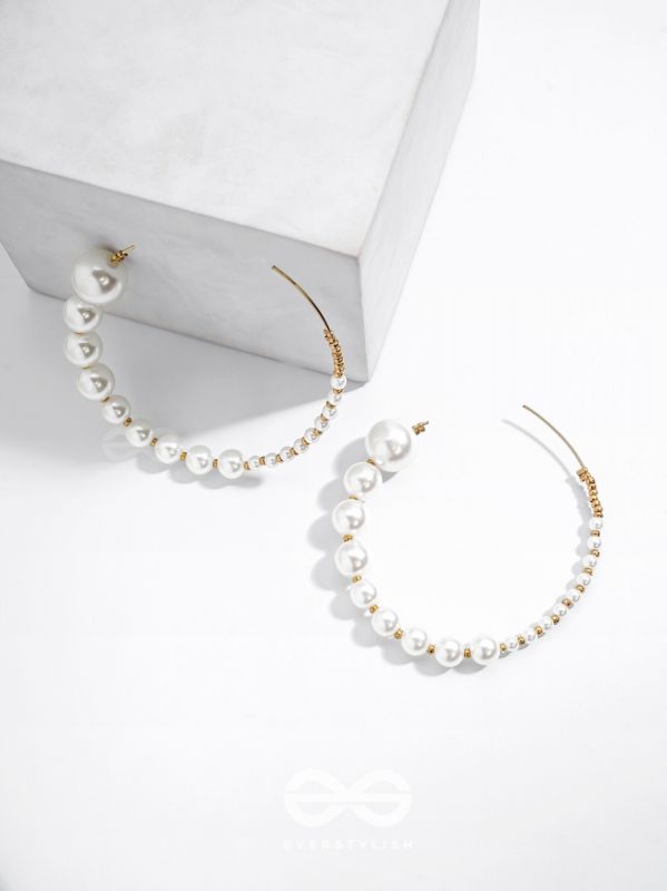 The Crescent Moon Pearls - Statement Hoops
