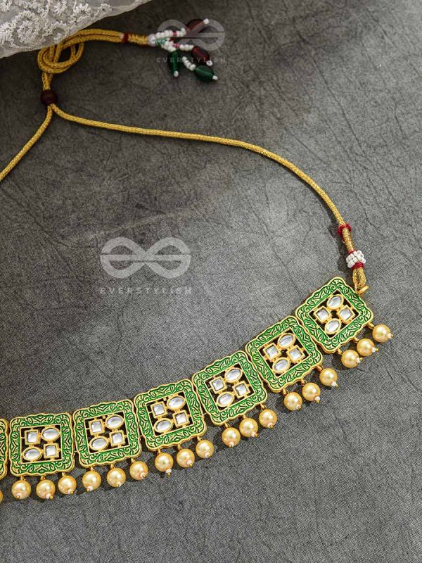 The Windows of Opulence - Set of Statement Choker and Earrings( INDIA GREEN)