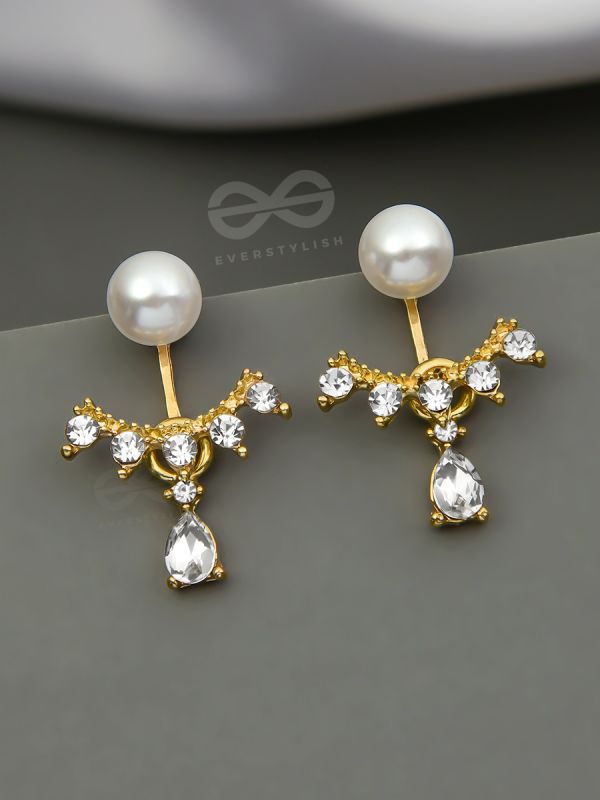 The Majestic Pearl Chandeliers - Golden Statement Earrings