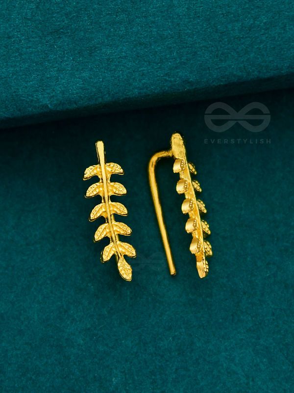 Nature on my Ears - Golden Leaf Stud Earrings