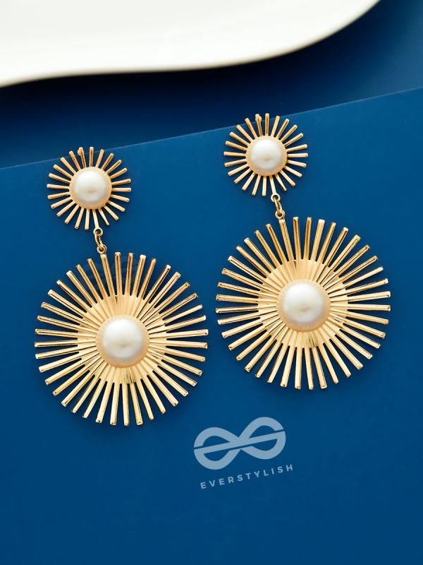Pearls of Sunshine - Golden Statement Earrings