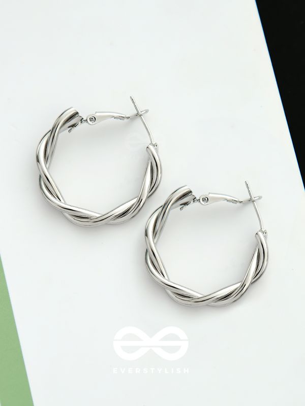 The Intertwined Elegance - Silver Statement Hoops