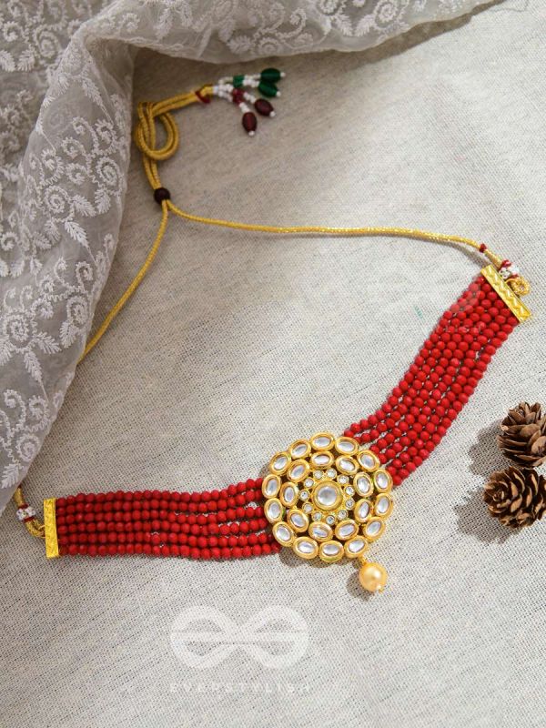 Royalty of the Sultanate - Set of Choker and Earrings (Red)